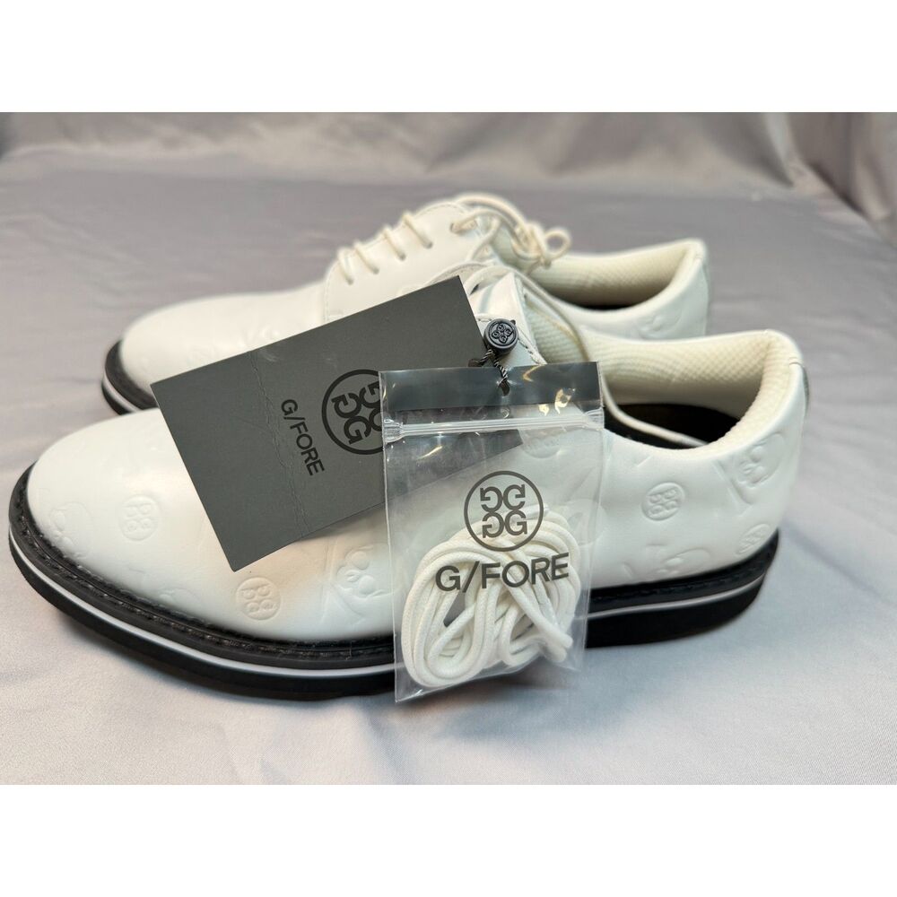 G/FORE Womens Gallivanter Golf Shoes Size 7 White Embossed Skull & Ts NWT NWOB